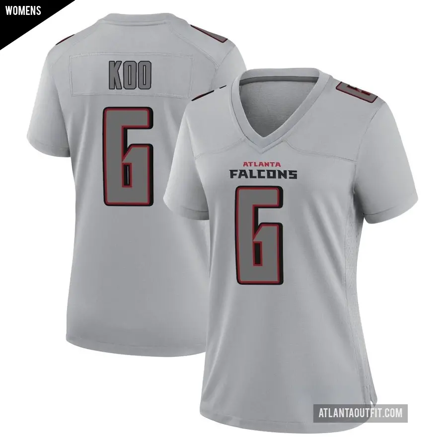 Women's Atlanta Falcons ＃6 Younghoe Koo Gray Game Atmosphere Fashion Jersey