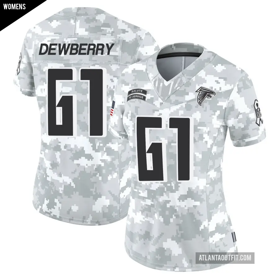 Women's Atlanta Falcons ＃61 Kam Dewberry Arctic Camo Limited 2024 Salute to Service Jersey