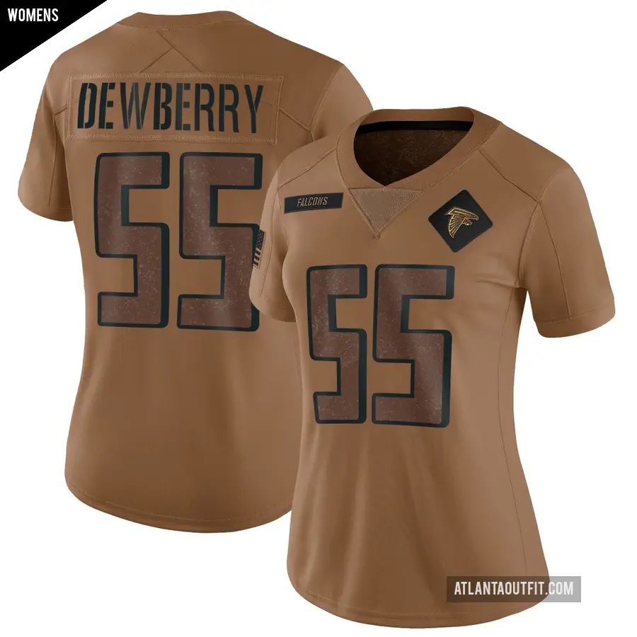 Women's Atlanta Falcons ＃61 Kam Dewberry Brown Limited 2023 Salute To Service Jersey