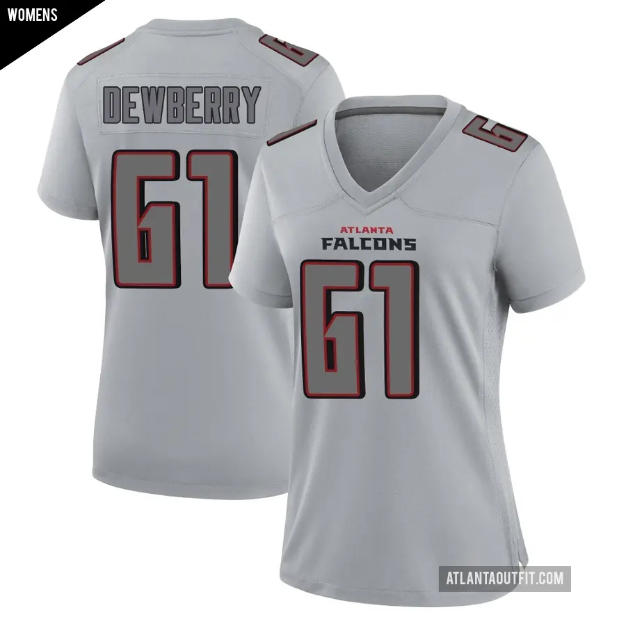 Women's Atlanta Falcons ＃61 Kam Dewberry Gray Game Atmosphere Fashion Jersey