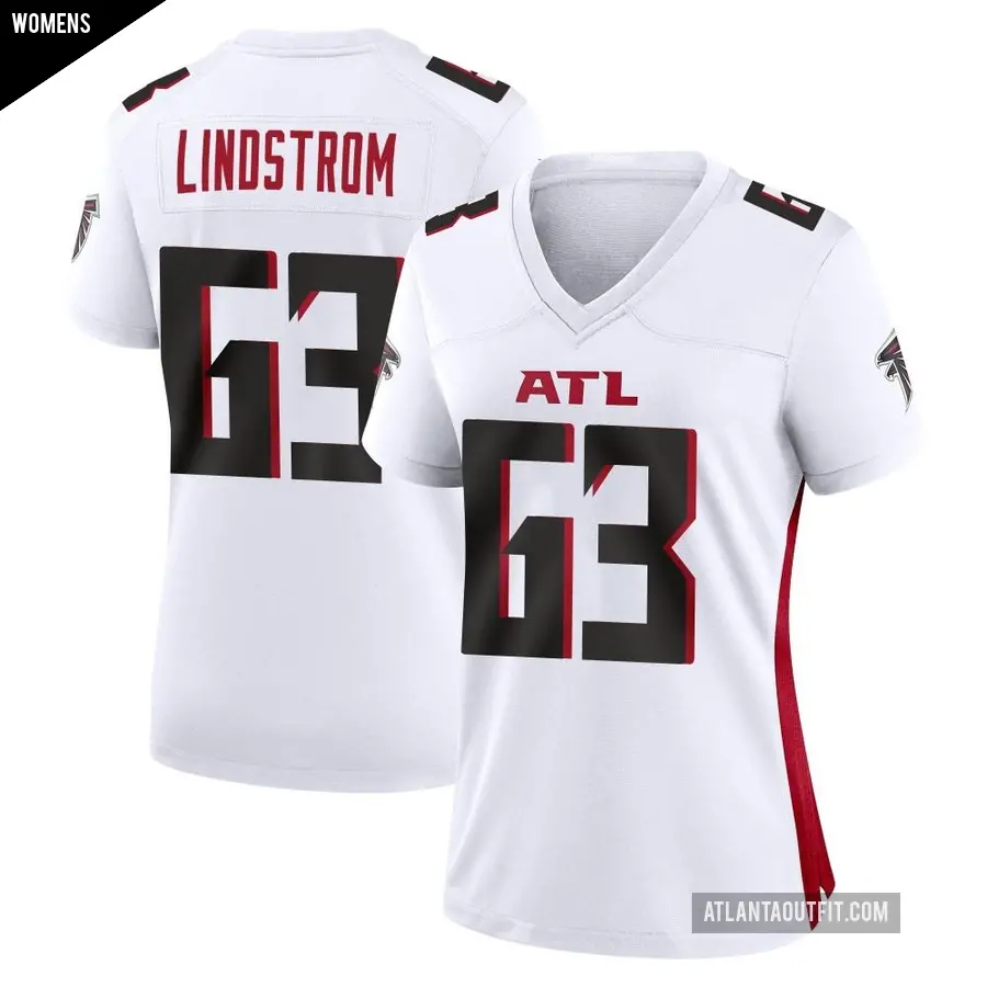 Women's Atlanta Falcons ＃63 Chris Lindstrom White Game Jersey