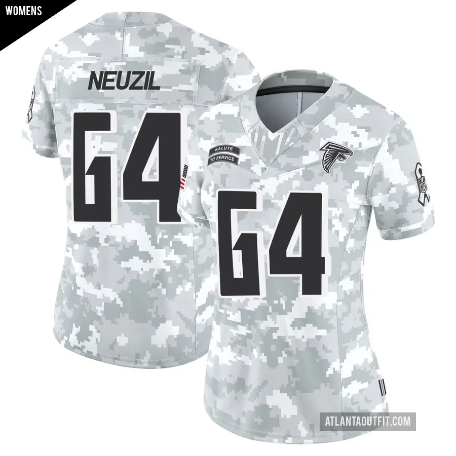 Women's Atlanta Falcons ＃64 Ryan Neuzil Arctic Camo Limited 2024 Salute to Service Jersey