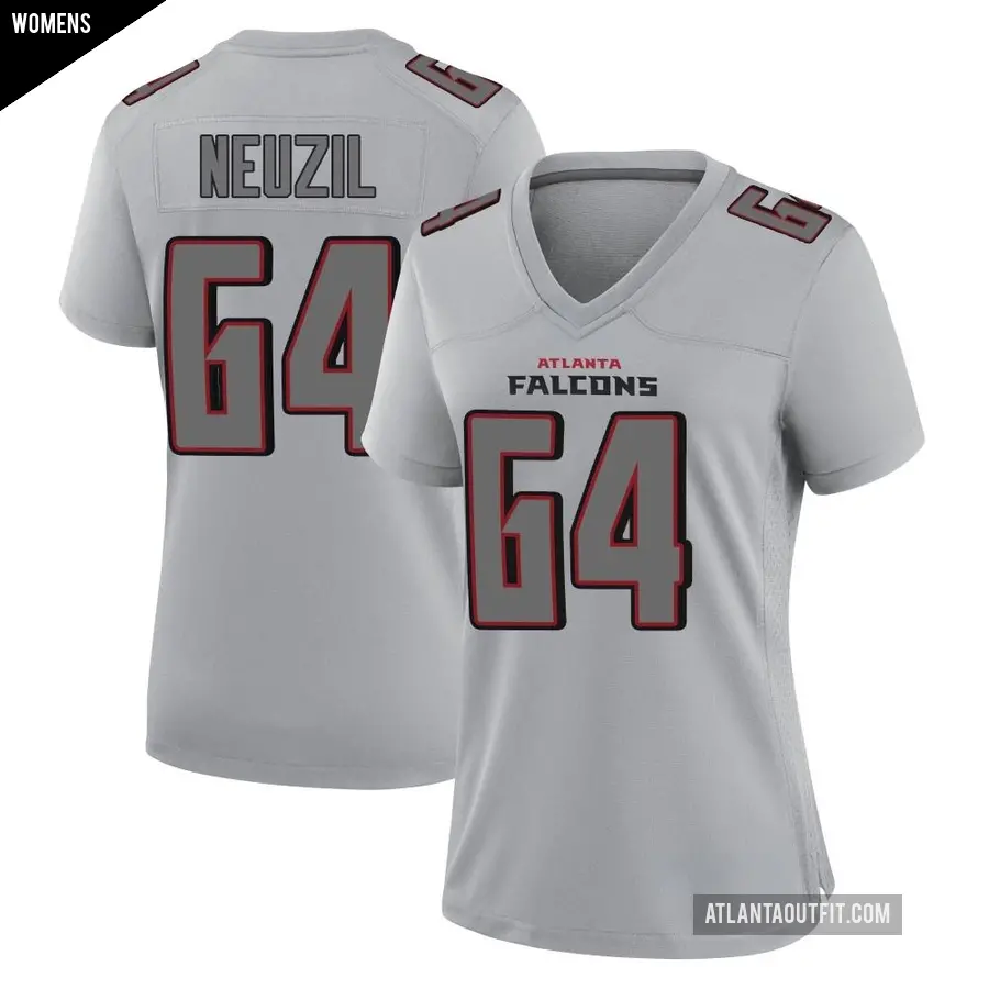 Women's Atlanta Falcons ＃64 Ryan Neuzil Gray Game Atmosphere Fashion Jersey