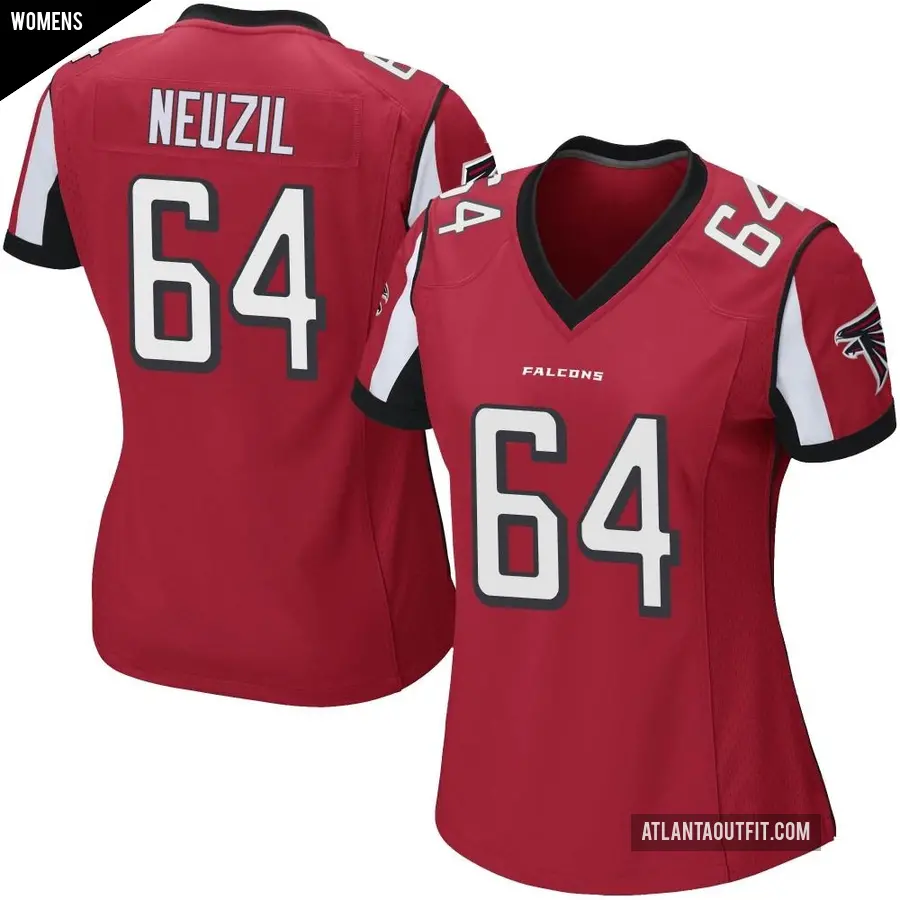 Women's Atlanta Falcons ＃64 Ryan Neuzil Red Game Team Color Jersey
