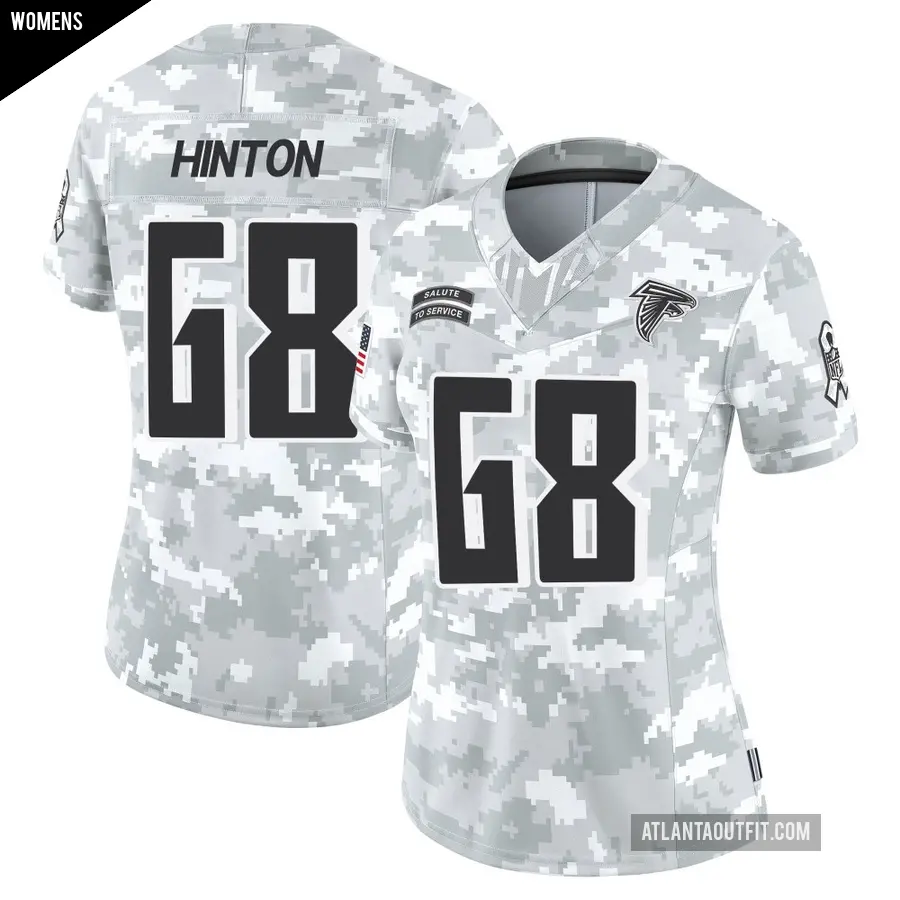Women's Atlanta Falcons ＃68 Kyle Hinton Arctic Camo Limited 2024 Salute to Service Jersey