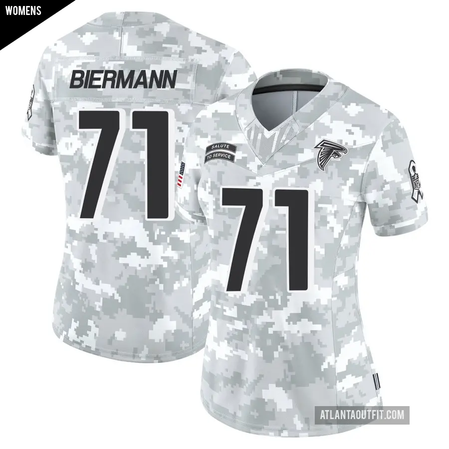 Women's Atlanta Falcons ＃71 Kroy Biermann Arctic Camo Limited 2024 Salute to Service Jersey
