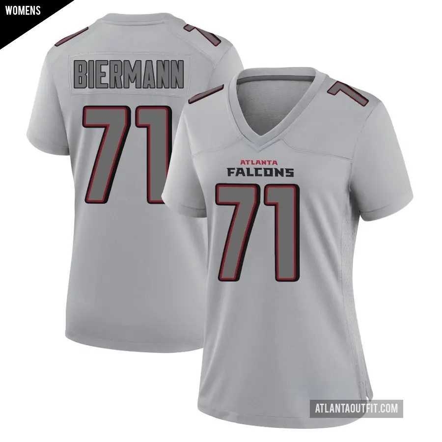 Women's Atlanta Falcons ＃71 Kroy Biermann Gray Game Atmosphere Fashion Jersey