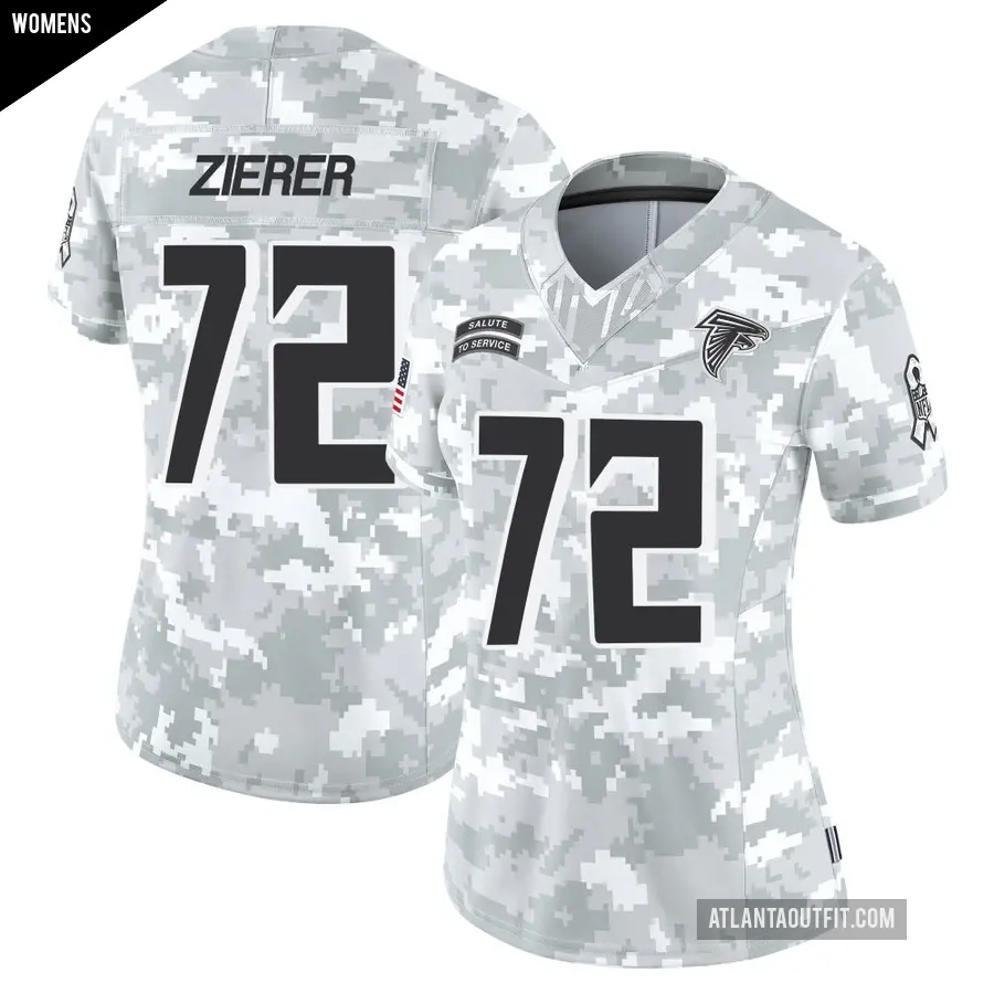 Women's Atlanta Falcons ＃72 Kilian Zierer Arctic Camo Limited 2024 Salute to Service Jersey