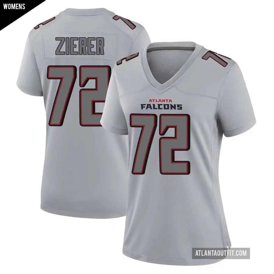 Women's Atlanta Falcons ＃72 Kilian Zierer Gray Game Atmosphere Fashion Jersey