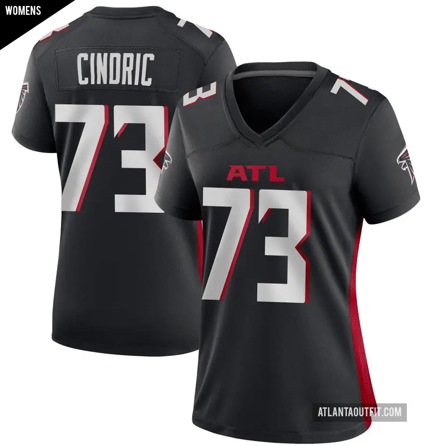 Women's Atlanta Falcons ＃73 Matthew Cindric Black Game Alternate Jersey