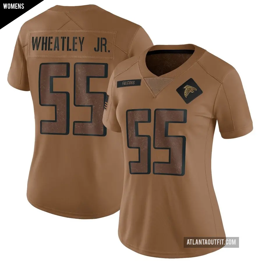 Women's Atlanta Falcons ＃74 Tyrone Wheatley Jr. Brown Limited 2023 Salute To Service Jersey