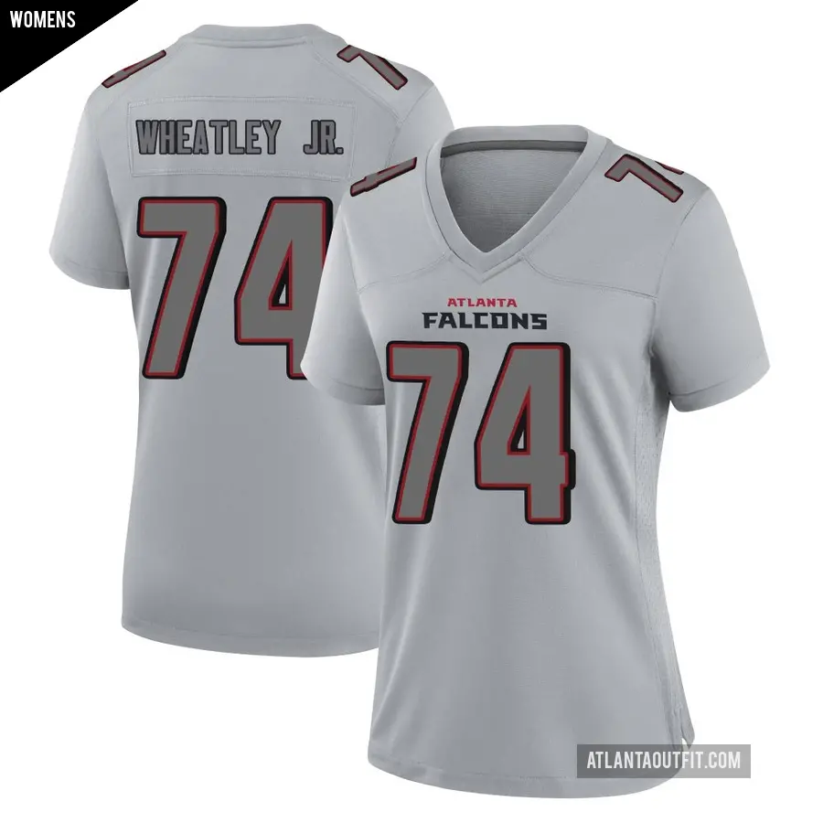 Women's Atlanta Falcons ＃74 Tyrone Wheatley Jr. Gray Game Atmosphere Fashion Jersey