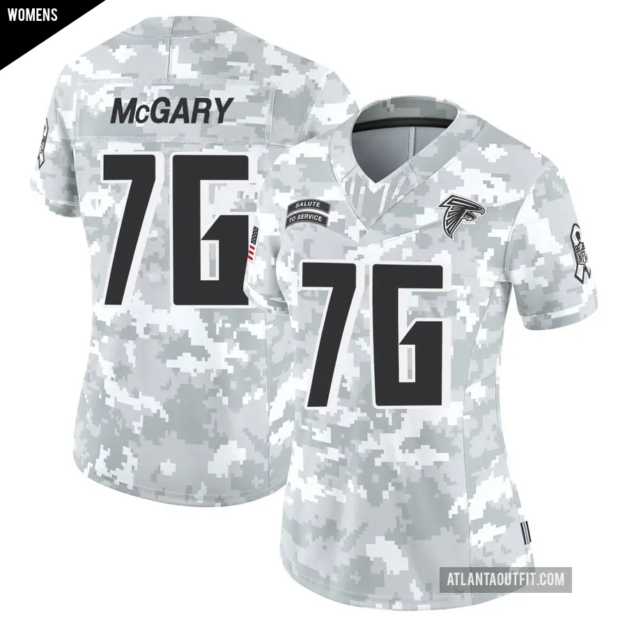 Women's Atlanta Falcons ＃76 Kaleb McGary Arctic Camo Limited 2024 Salute to Service Jersey