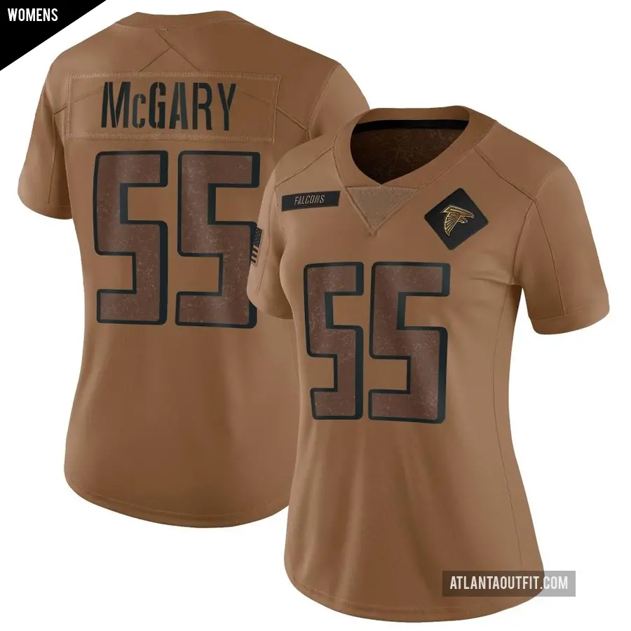 Women's Atlanta Falcons ＃76 Kaleb McGary Brown Limited 2023 Salute To Service Jersey