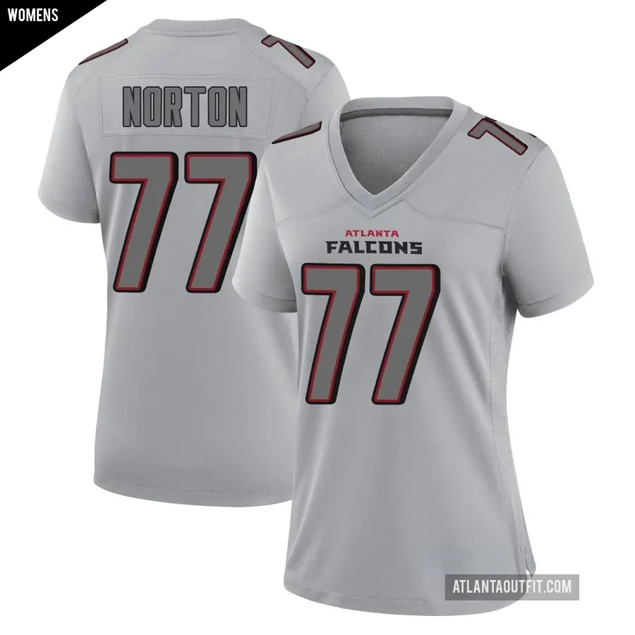 Women's Atlanta Falcons ＃77 Storm Norton Gray Game Atmosphere Fashion Jersey