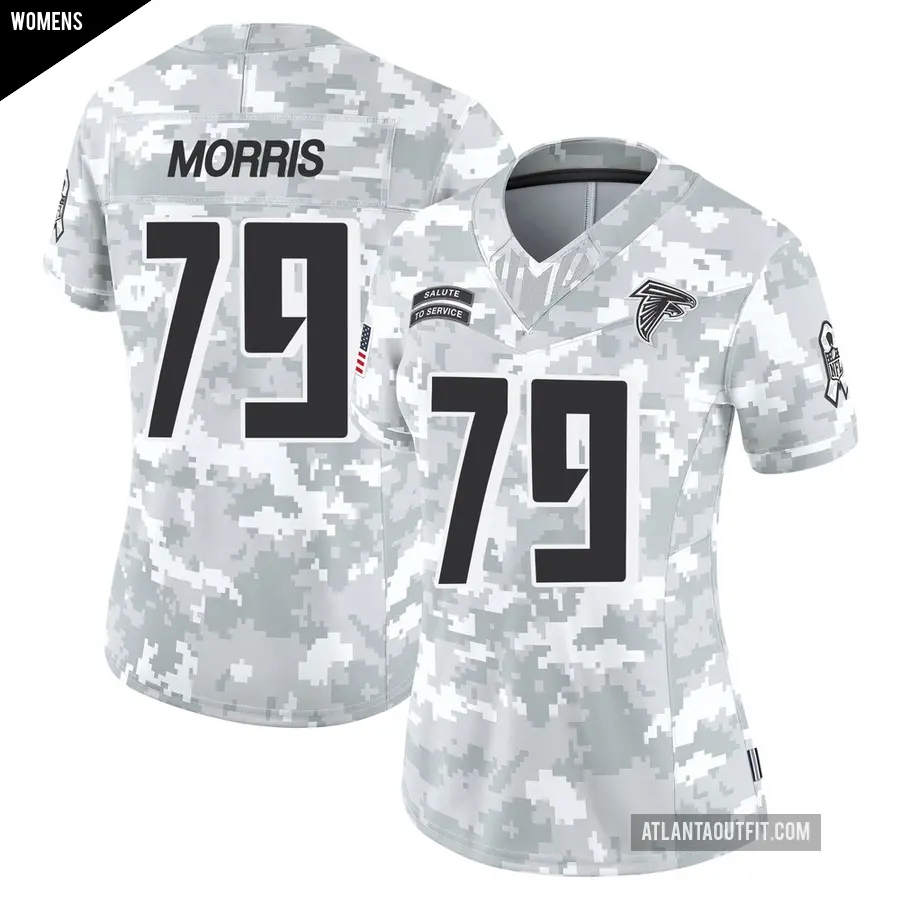 Women's Atlanta Falcons ＃79 Wanya Morris Arctic Camo Limited 2024 Salute to Service Jersey