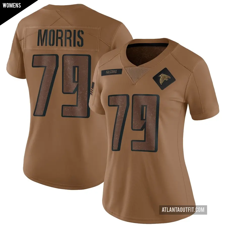 Women's Atlanta Falcons ＃79 Wanya Morris Brown Limited 2023 Salute To Service Jersey