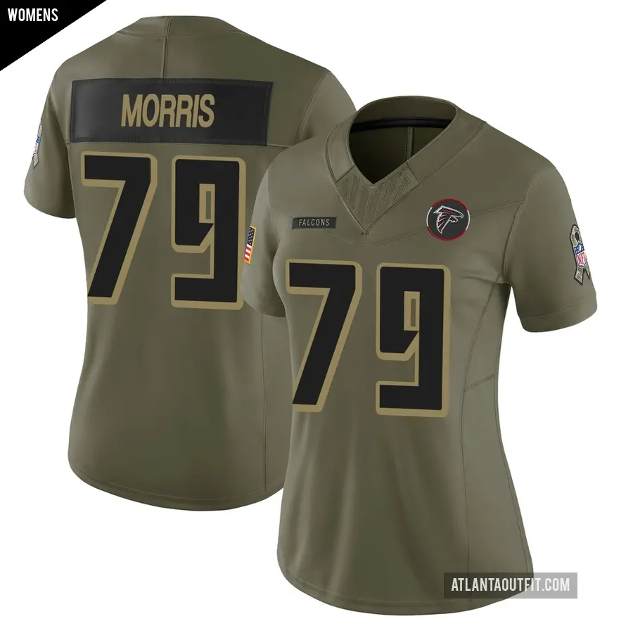 Women's Atlanta Falcons ＃79 Wanya Morris Olive Limited 2025 Salute to Service Jersey