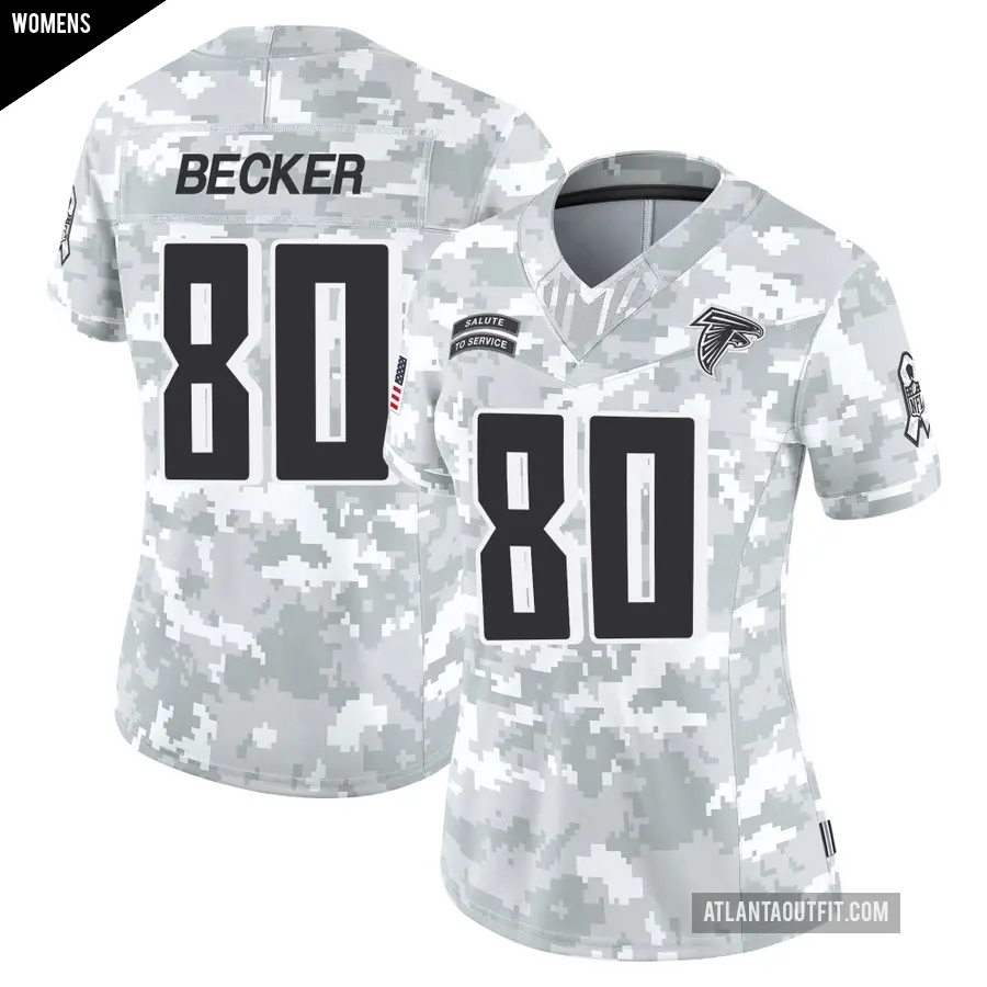 Women's Atlanta Falcons ＃80 Ryan Becker Arctic Camo Limited 2024 Salute to Service Jersey