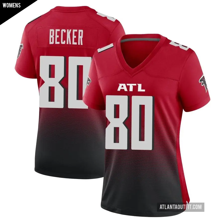 Women's Atlanta Falcons ＃80 Ryan Becker Red Game 2nd Alternate Jersey
