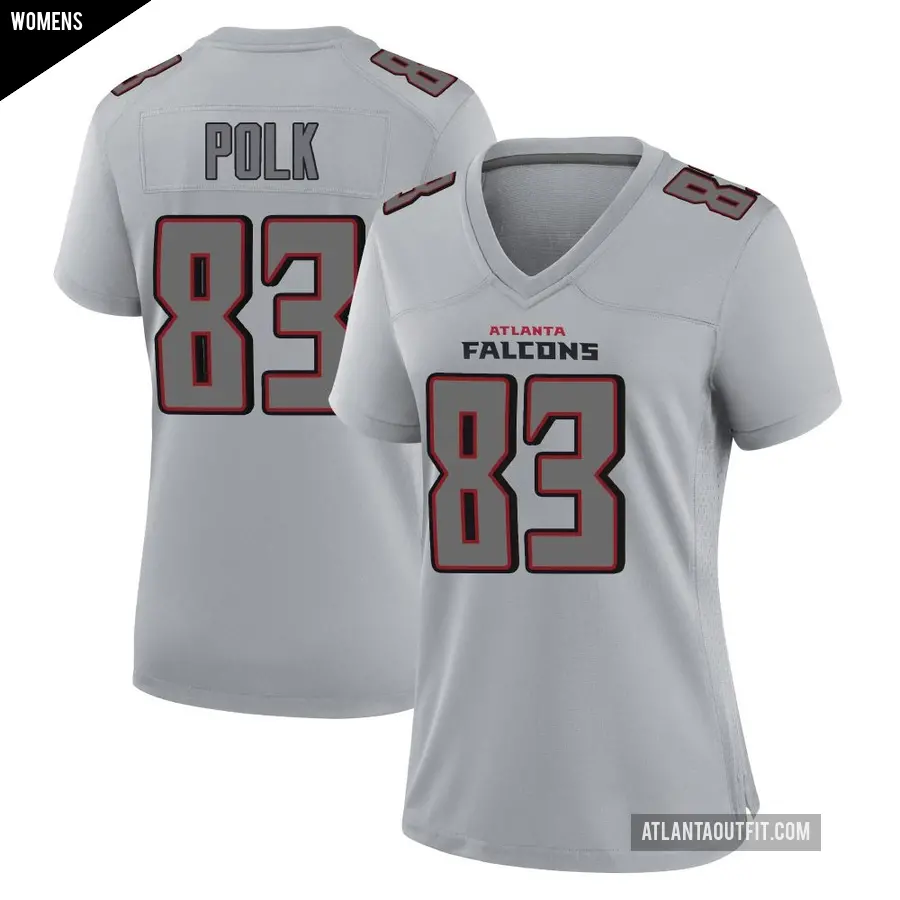 Women's Atlanta Falcons ＃83 Makai Polk Gray Game Atmosphere Fashion Jersey