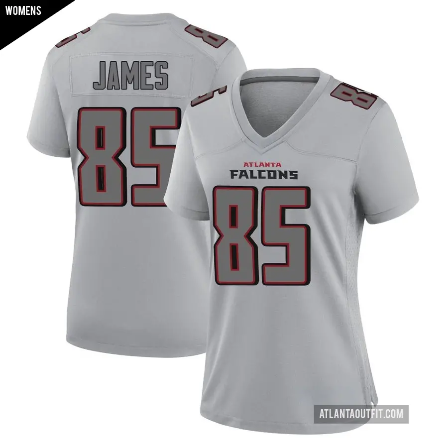 Women's Atlanta Falcons ＃85 Tyshaun James Gray Game Atmosphere Fashion Jersey