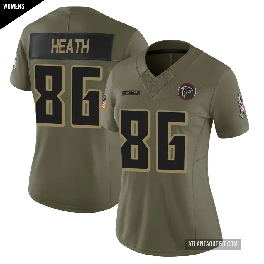 Women's Atlanta Falcons ＃86 Malik Heath Olive Limited 2025 Salute to Service Jersey