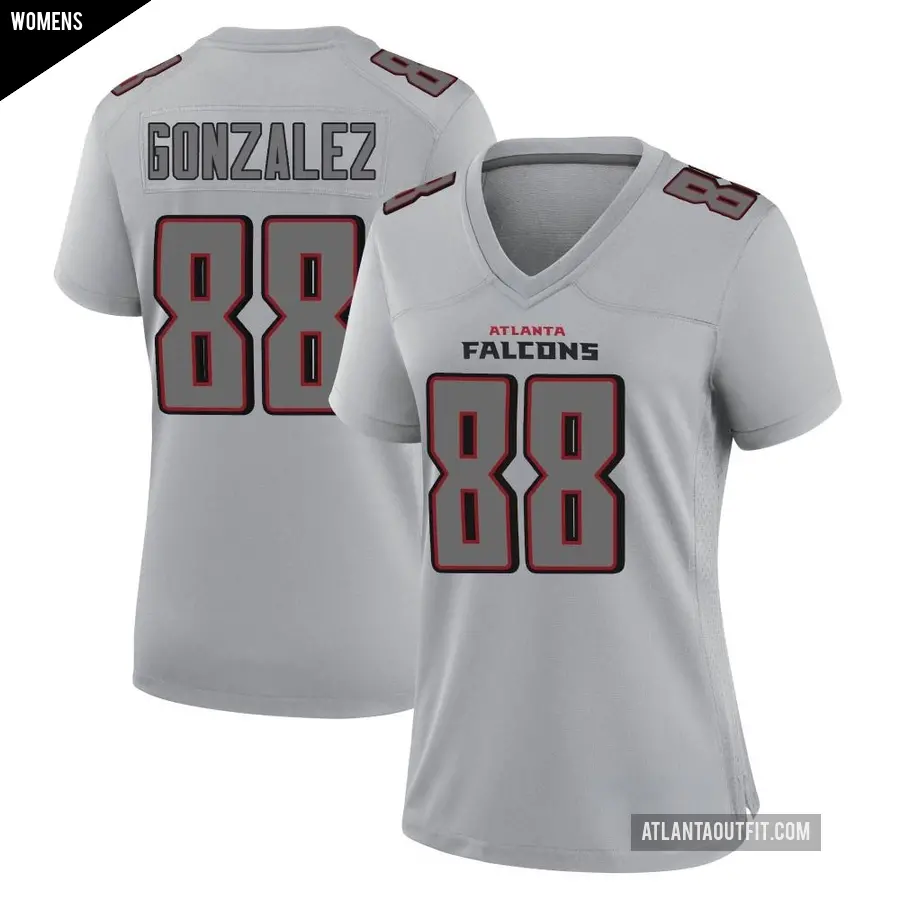 Women's Atlanta Falcons ＃88 Tony Gonzalez Gray Game Atmosphere Fashion Jersey