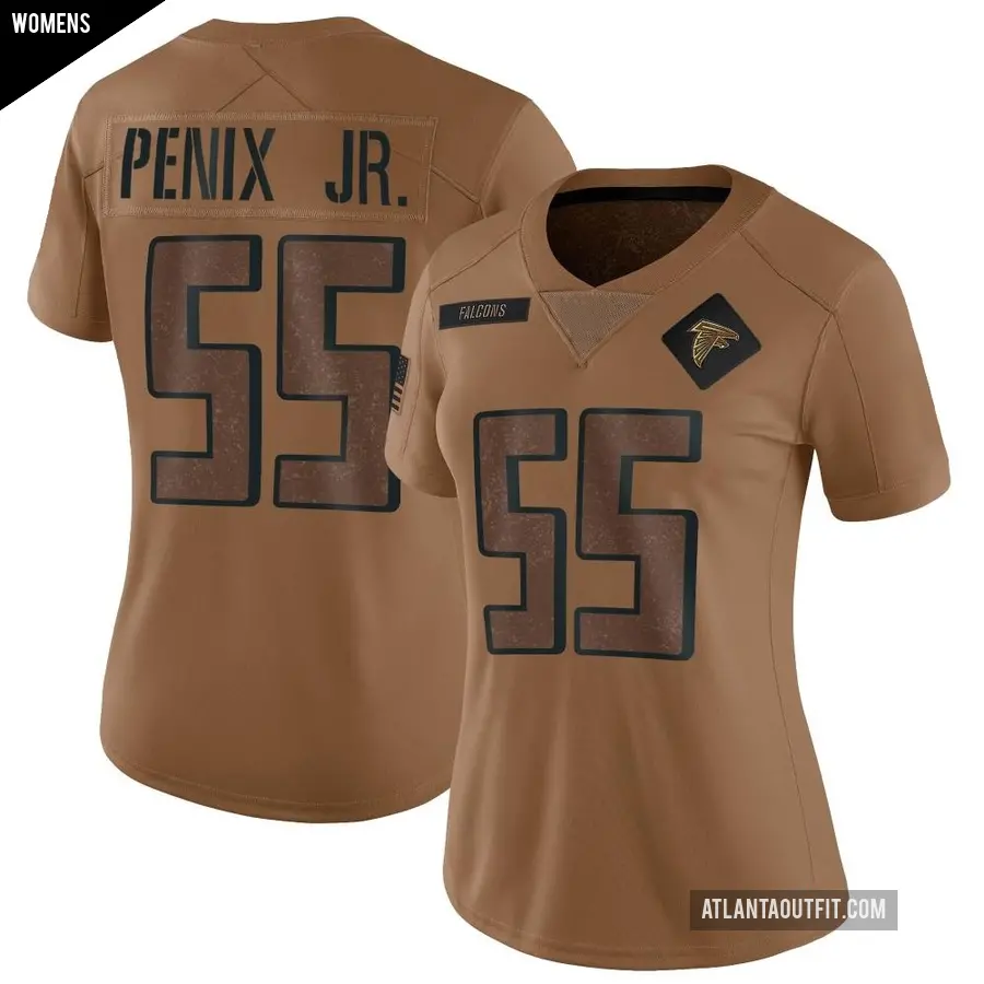 Women's Atlanta Falcons ＃9 Michael Penix Jr. Brown Limited 2023 Salute To Service Jersey