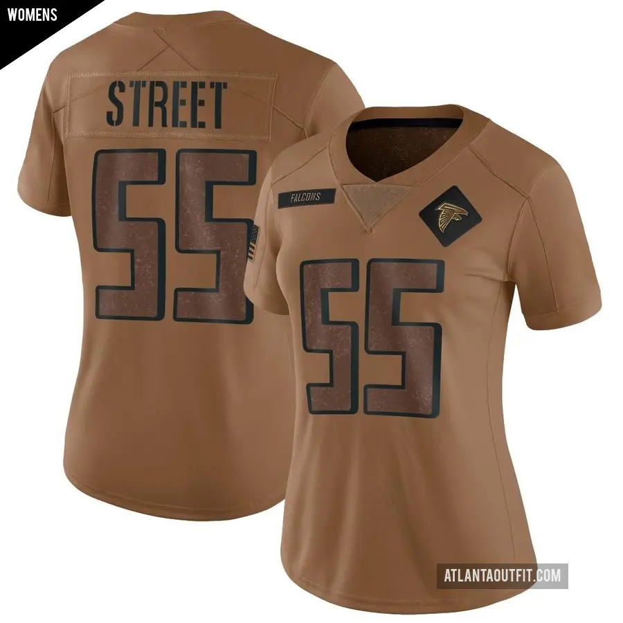 Women's Atlanta Falcons ＃93 Kentavius Street Brown Limited 2023 Salute To Service Jersey