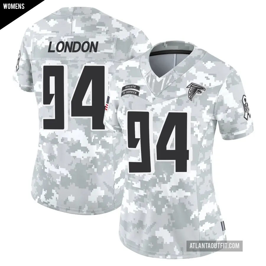 Women's Atlanta Falcons ＃94 LaCale London Arctic Camo Limited 2024 Salute to Service Jersey