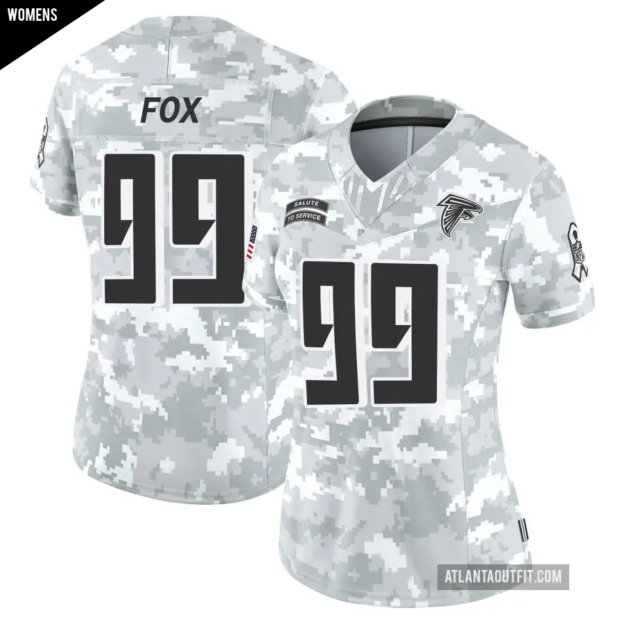 Women's Atlanta Falcons ＃99 Morgan Fox Arctic Camo Limited 2024 Salute to Service Jersey