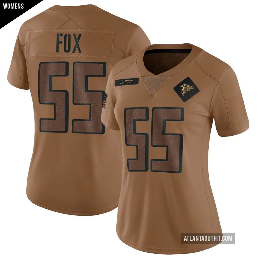 Women's Atlanta Falcons ＃99 Morgan Fox Brown Limited 2023 Salute To Service Jersey