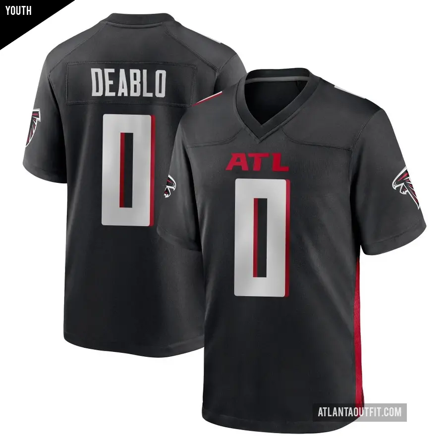 Youth Atlanta Falcons ＃0 Divine Deablo Black Game Alternate Jersey