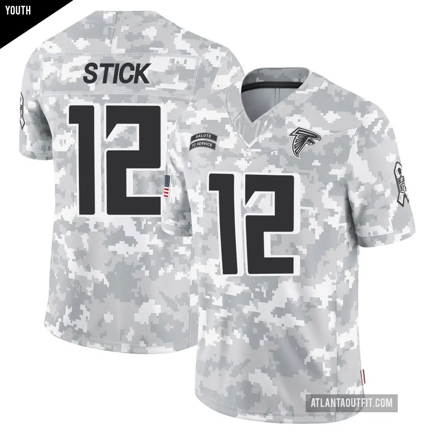 Youth Atlanta Falcons ＃12 Easton Stick Arctic Camo Limited 2024 Salute to Service Jersey