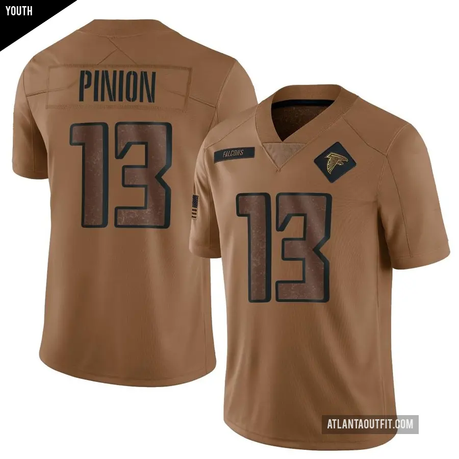 Youth Atlanta Falcons ＃13 Bradley Pinion Brown Limited 2023 Salute To Service Jersey