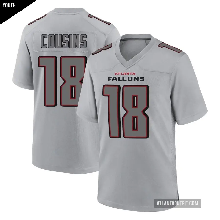 Youth Atlanta Falcons ＃18 Kirk Cousins Gray Game Atmosphere Fashion Jersey
