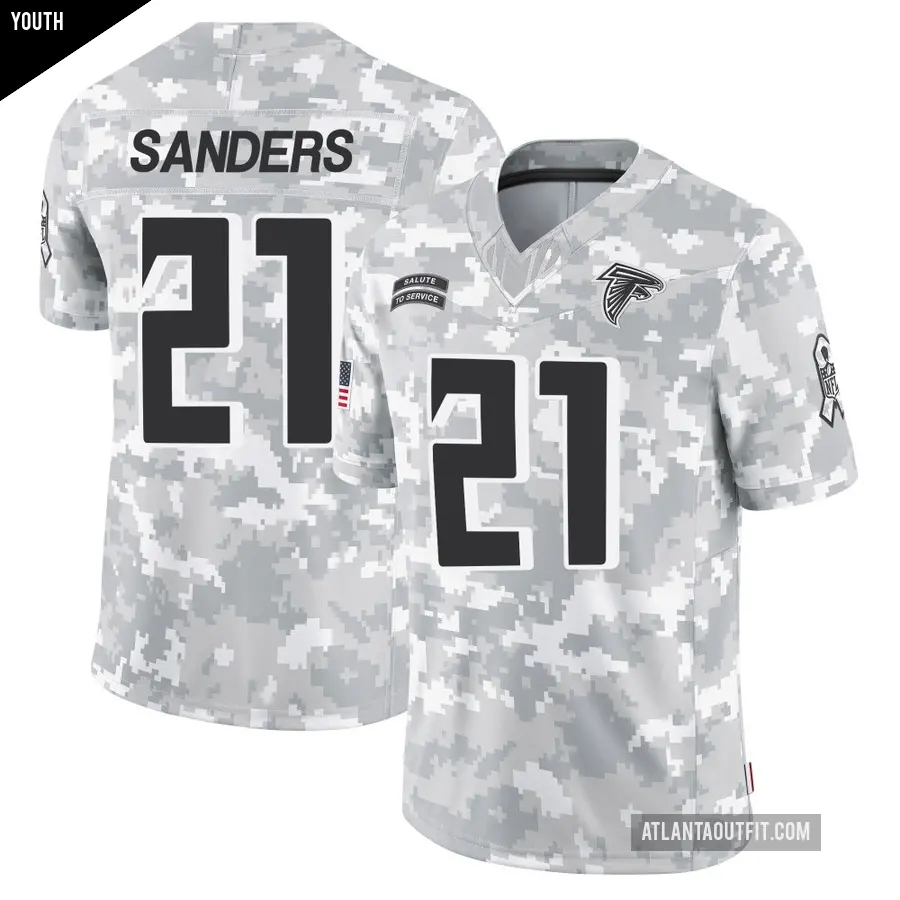 Youth Atlanta Falcons ＃21 Deion Sanders Arctic Camo Limited 2024 Salute to Service Jersey