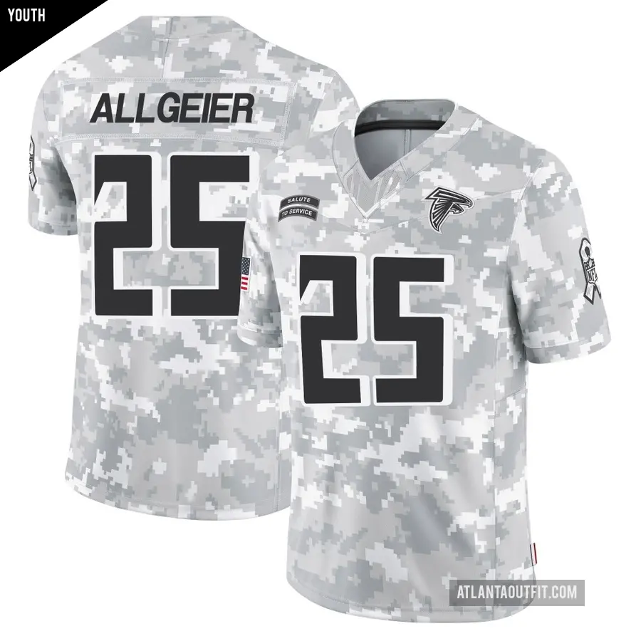 Youth Atlanta Falcons ＃25 Tyler Allgeier Arctic Camo Limited 2024 Salute to Service Jersey