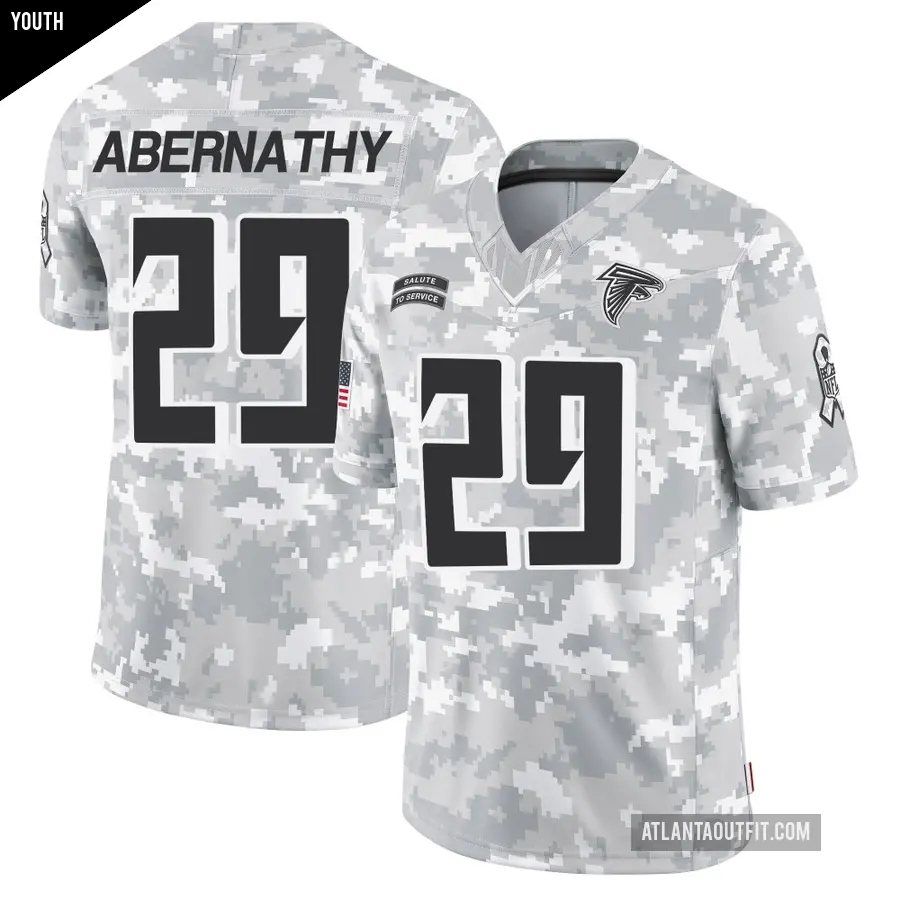 Youth Atlanta Falcons ＃29 Micah Abernathy Arctic Camo Limited 2024 Salute to Service Jersey
