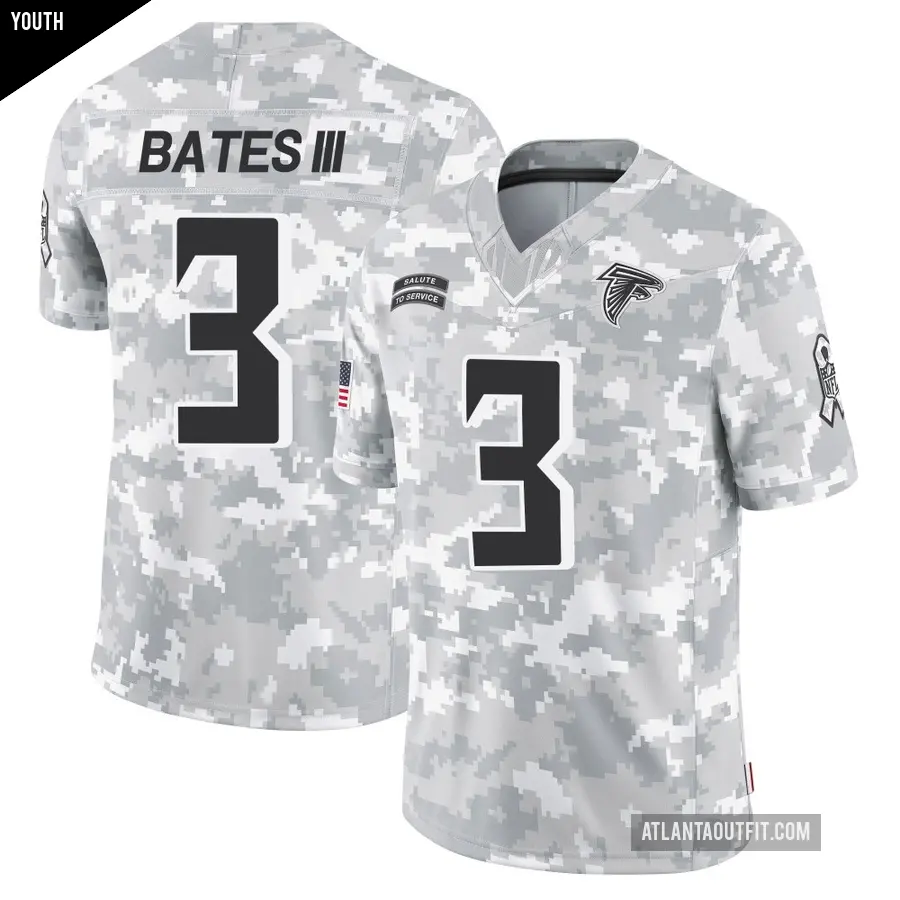 Youth Atlanta Falcons ＃3 Jessie Bates III Arctic Camo Limited 2024 Salute to Service Jersey