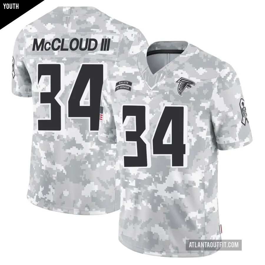 Youth Atlanta Falcons ＃34 Ray-Ray McCloud III Arctic Camo Limited 2024 Salute to Service Jersey