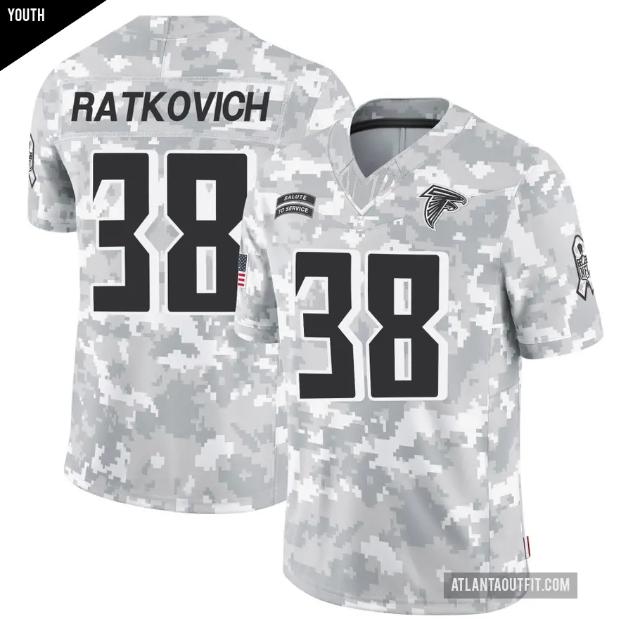 Youth Atlanta Falcons ＃38 Clint Ratkovich Arctic Camo Limited 2024 Salute to Service Jersey