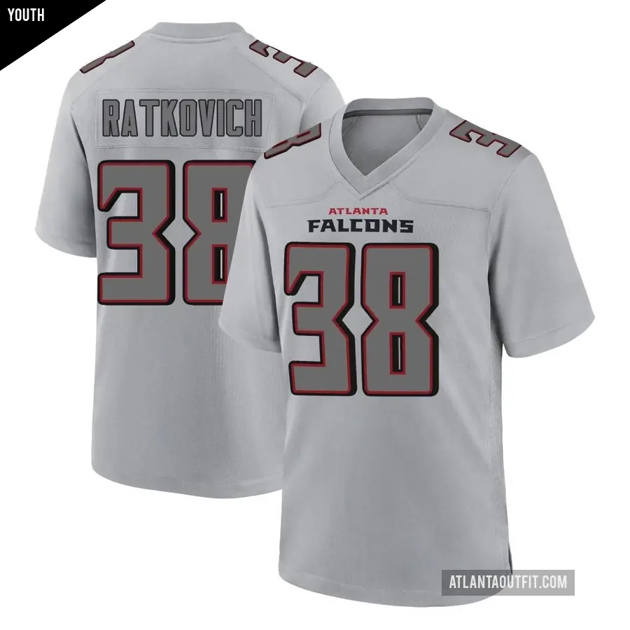 Youth Atlanta Falcons ＃38 Clint Ratkovich Gray Game Atmosphere Fashion Jersey
