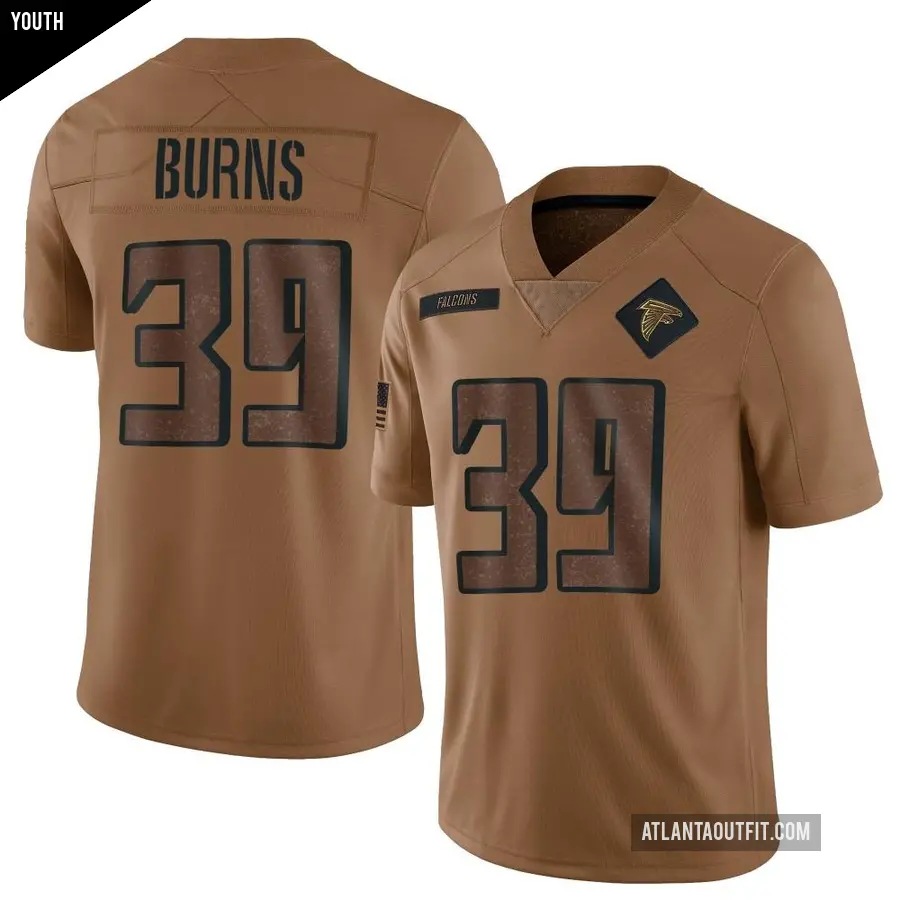 Youth Atlanta Falcons ＃39 Robert Burns Brown Limited 2023 Salute To Service Jersey