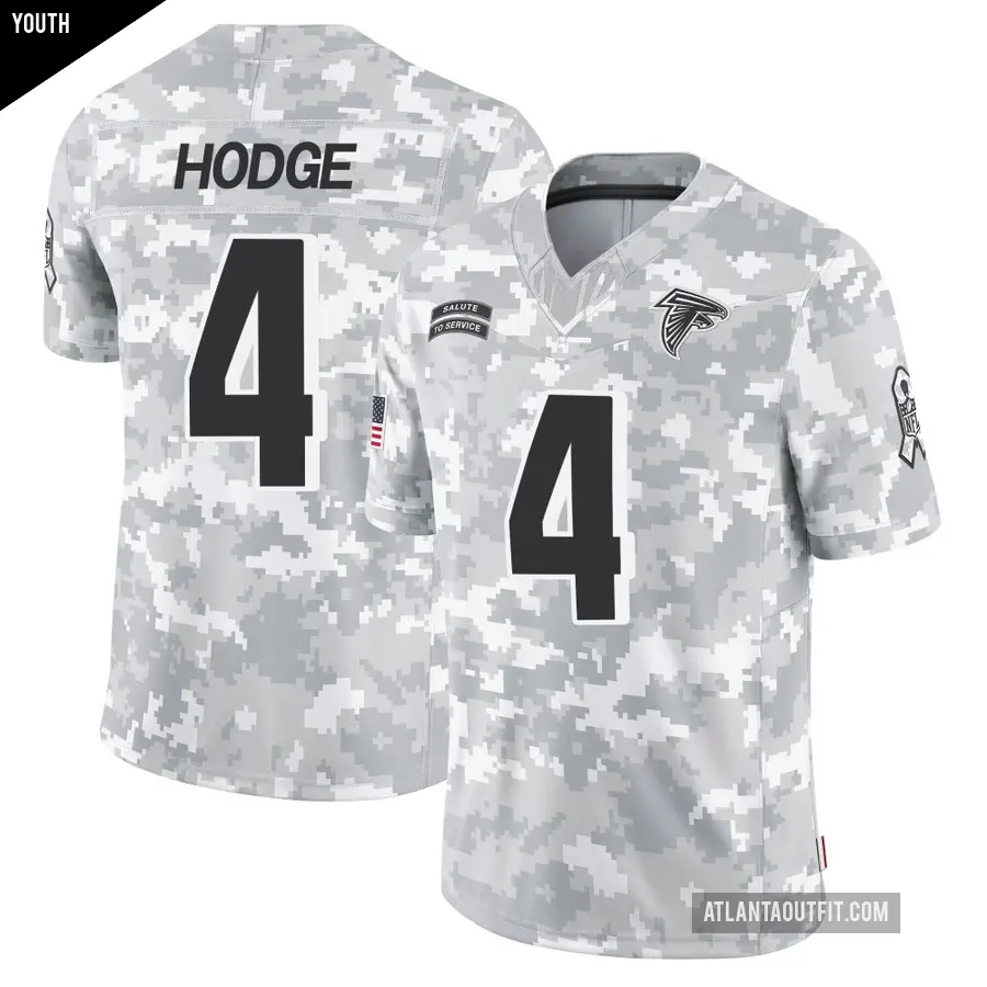 Youth Atlanta Falcons ＃4 KhaDarel Hodge Arctic Camo Limited 2024 Salute to Service Jersey