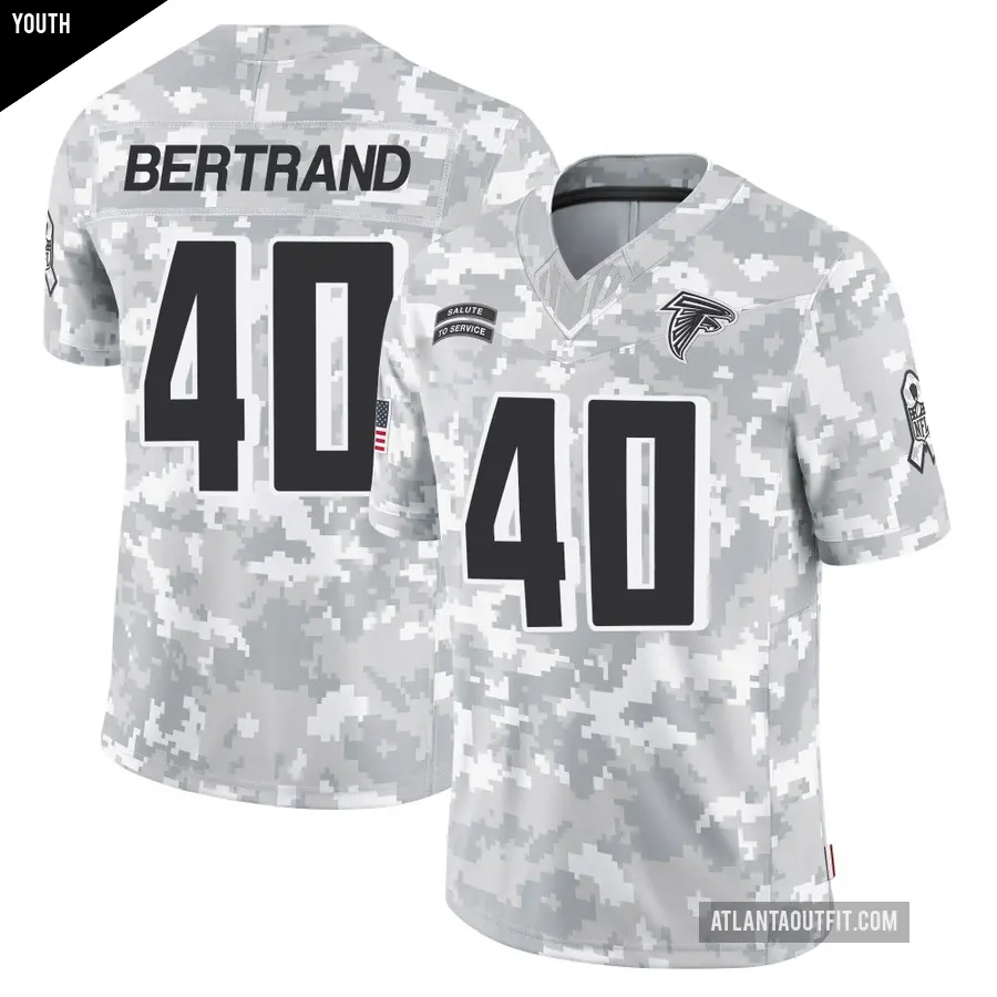 Youth Atlanta Falcons ＃40 JD Bertrand Arctic Camo Limited 2024 Salute to Service Jersey