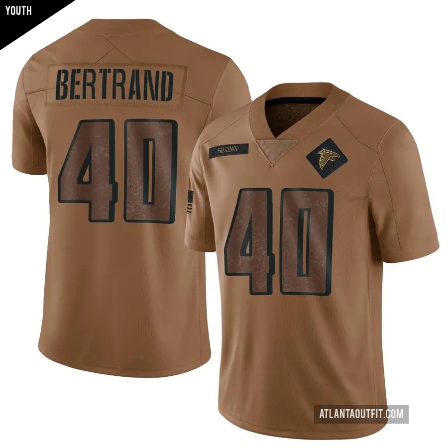 Youth Atlanta Falcons ＃40 JD Bertrand Brown Limited 2023 Salute To Service Jersey
