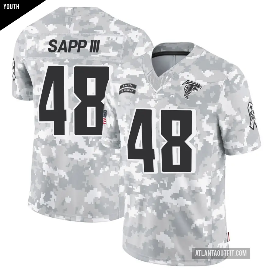 Youth Atlanta Falcons ＃48 Benny Sapp III Arctic Camo Limited 2024 Salute to Service Jersey