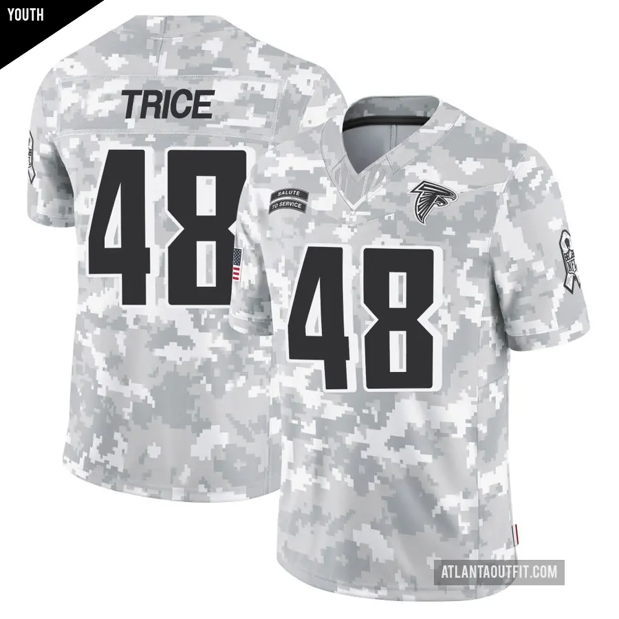 Youth Atlanta Falcons ＃48 Bralen Trice Arctic Camo Limited 2024 Salute to Service Jersey